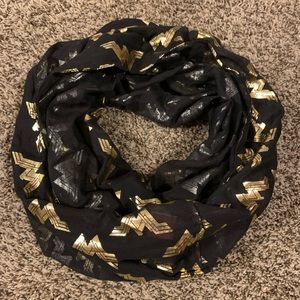 Wonder Woman black and gold accent scarf, lightweight